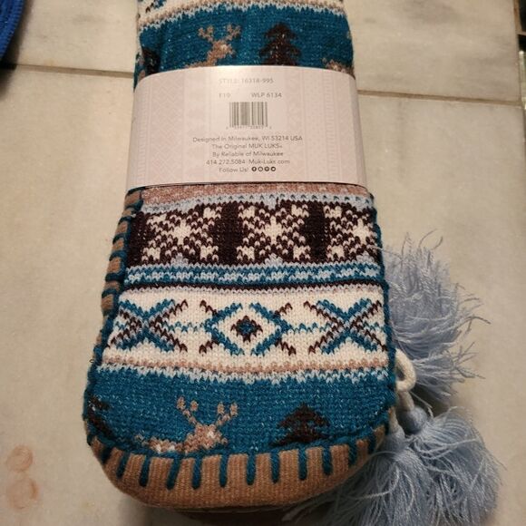Muk Luks - Luk Ees Ladies Slipper Socks Reindeer design. Sz 5-7 - Picture 3 of 7
